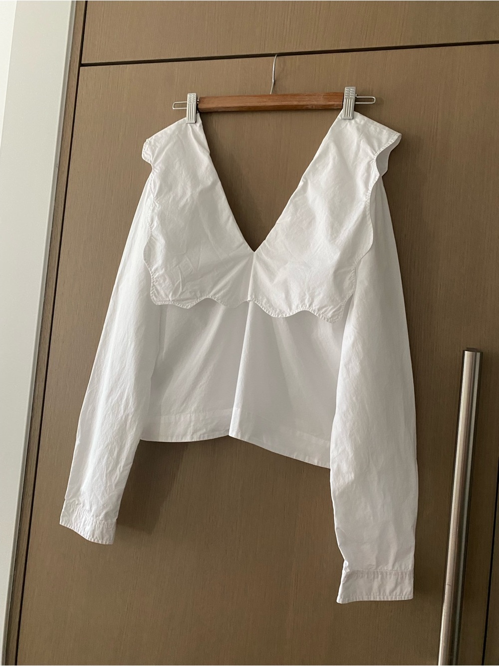 GANNI Cotton Poplin Collar Blouse